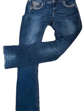VICTORIA’S SECRET JEANS CURVY FIT DARK BLUE STRETCH FLAP POCKETS SIZE 6